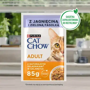 PURINA® CAT CHOW® Adult z Jagnięciną i zieloną fasolką w sosie dla dorosłych kotów