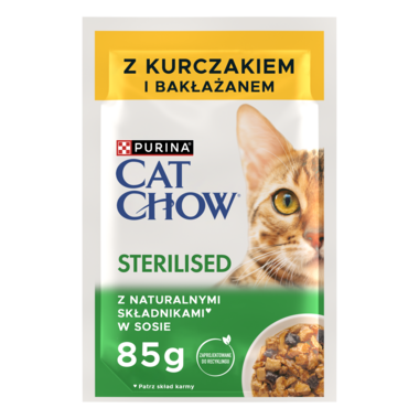 PURINA® CAT CHOW® Sterilised z Kurczakiem i bakłażanem w sosie dla wysterylizowanych kotów