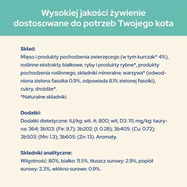 PURINA® CAT CHOW® Hairball z kurczakiem i zieloną fasolką w sosie