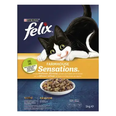 Felix® Farmhouse Sensations® z pyszną mieszanką Kurczaka i Indyka i z warzywami