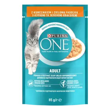 Purina One Adult z kurczakiem i zieloną fasolką mokra karma dla kota