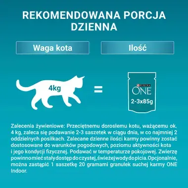 Purina One Indoor mokra karma dla kota rekomendowana porcja dzienna