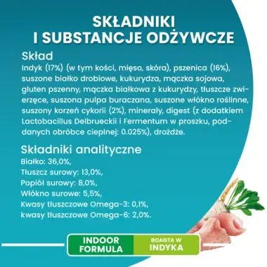 Purina ONE Indoor, Bogata w Indyka i Pełne Ziarna