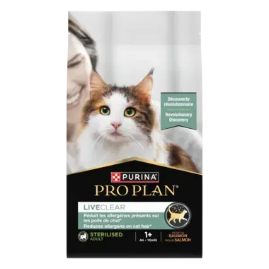 PRO PLAN® LIVECLEAR® Sterilised Adult 1+ years dla dorosłych kotów po zabiegu sterylizacji Bogata w Łososia.
