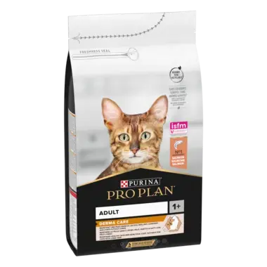 PRO PLAN® Adult DERMA CARE, Karma sucha dla kotów dorosłych o wrażliwej skórze, Bogata w Łososia