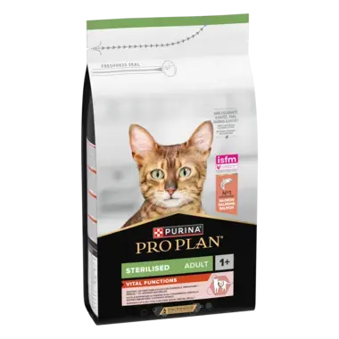 PRO PLAN® Sterilised Adult VITAL FUNCTIONS, Karma sucha dla kotów dorosłych po zabiegu sterylizacji, Bogata w Łososia