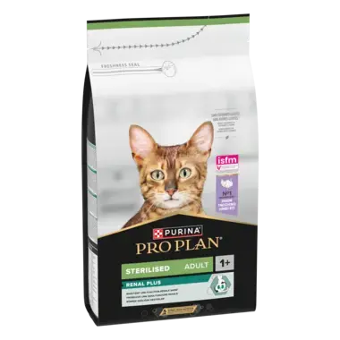 PRO PLAN® STERILISED Adult RENAL PLUS, Karma sucha dla kotów dorosłych po zabiegu sterylizacji, Bogata w Indyka
