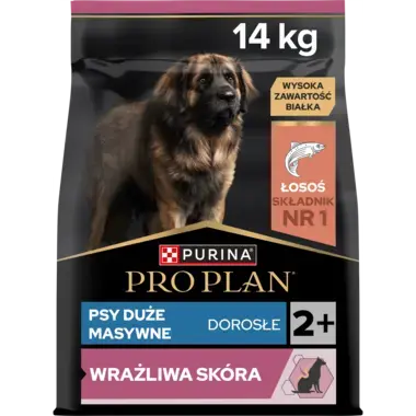 PRO PLAN® SENSITIVE SKIN, Karma sucha dla dorosłych psów ras dużych o wrażliwej skórze, Bogata w Łososia