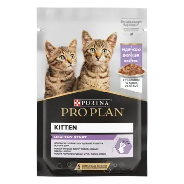 PRO PLAN® HEALTHY START KITTEN, Karma mokra dla kociąt, Delikatne kawałki z Indykiem w sosie