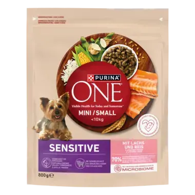 Purina ONE® Mini <10 kg Sensitive, Bogata w Łososia
