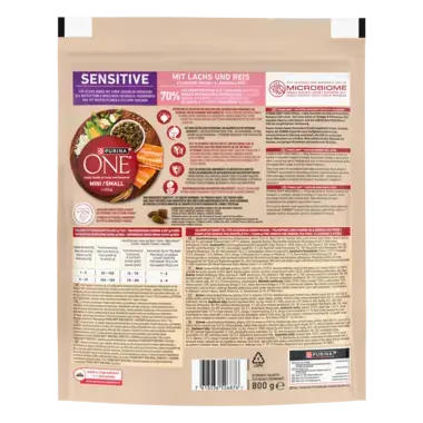 Purina ONE® Mini <10 kg Sensitive, Bogata w Łososia