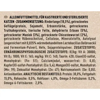 PURINA ONE ® BEZZBOŻOWA receptura dla kotów wysterylizowanych, Bogata w Wołowinę