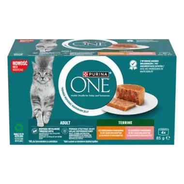 Purina® ONE® Adult, Z Kurczakiem i Marchewką oraz z Łososiem i Marchewką