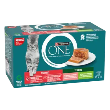 Purina® ONE® Sterilcat, z Łososiem i Marchewką oraz z Indykiem i Szpinakiem
