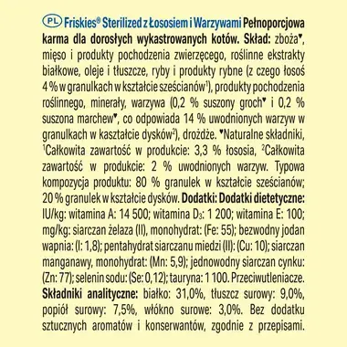 Purina Friskies® Sterilized sucha karma dla dorosłych kotów z Łososiem i Warzywami