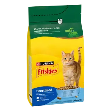 Purina Friskies® Sterilized sucha karma dla dorosłych kotów z Łososiem i Warzywami 1.5 worek