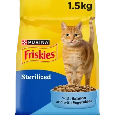 Purina Friskies® Sterilized sucha karma dla dorosłych kotów z Łososiem i Warzywami 1.5 worek