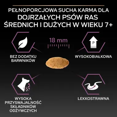 PRO PLAN® SENSITIVE SKIN, Karma sucha dla dorosłych psów 7+ ras średnich i dużych o wrażliwej skórze, Bogata w Łososia