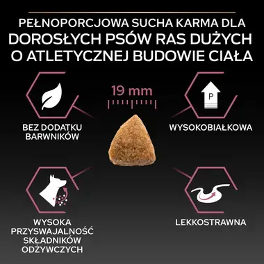 PRO PLAN® SENSITIVE SKIN, Karma sucha dla dorosłych psów ras dużych atletycznych o wrażliwej skórze, Bogata w Łososia