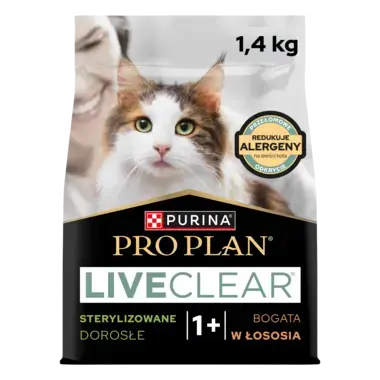 PRO PLAN® LIVECLEAR® Sterilised Adult – sucha karma dla kotów, bogata w Łososia