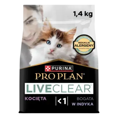 PRO PLAN® LIVECLEAR® Kitten <1, sucha karma dla kociąt, bogata w Indyka