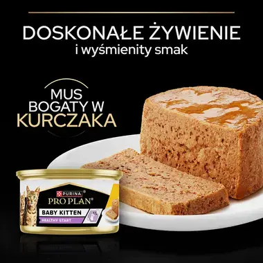 PRO PLAN® BABY KITTEN Healthy Start, Karma mokra dla najmłodszych kociąt w okresie odsadzania od matki, Mus Bogaty w Kurczaka