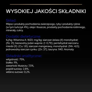 PRO PLAN ® Senior 7+ LONGEVIS®, Karma mokra dla starszych kotów, Mus z Tuńczykiem