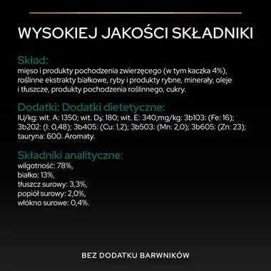 PRO PLAN® Sterilised Adult MAINTENANCE, Karma mokra dla kotów sterylizowanych, Delikatne kawałki z Kaczką w sosie