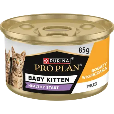 PRO PLAN® BABY KITTEN Healthy Start, Karma mokra dla najmłodszych kociąt w okresie odsadzania od matki, Mus Bogaty w Kurczaka