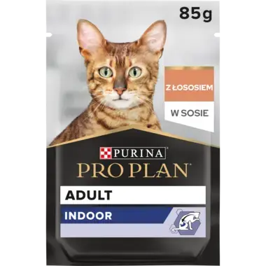 PRO PLAN® Adult INDOOR, Karma mokra dla dorosłych kotów, Delikatne kawałki z Łososiem w Sosie
