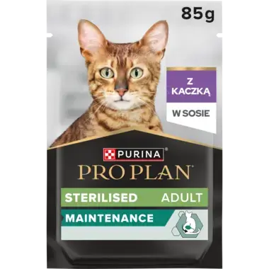 PRO PLAN® Sterilised Adult MAINTENANCE, Karma mokra dla kotów sterylizowanych, Delikatne kawałki z Kaczką w sosie