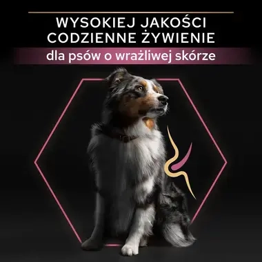 PRO PLAN® SENSITIVE SKIN, Karma sucha dla dorosłych psów ras średnich o wrażliwej skórze, Bogata w Łososia