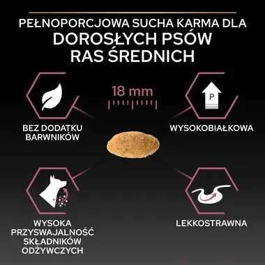 PRO PLAN® SENSITIVE SKIN, Karma sucha dla dorosłych psów ras średnich o wrażliwej skórze, Bogata w Łososia