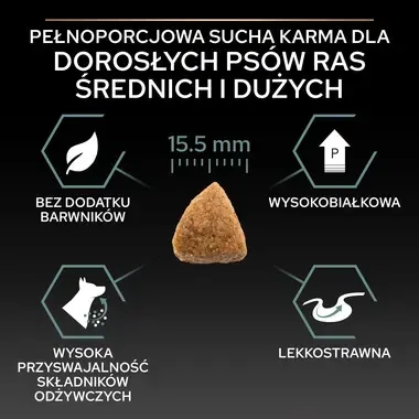 PRO PLAN® SENSITIVE DIGESTION, Karma sucha bezzbożowa dla dorosłych psów ras średnich i dużych z wrażliwym układem pokarmowym