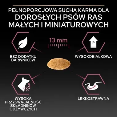 PRO PLAN® SENSITIVE SKIN, Karma sucha dla dorosłych psów ras małych i miniaturowych o wrażliwej skórze, Bogata w Łososia
