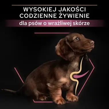 PRO PLAN® SENSITIVE SKIN, Karma sucha dla szczeniąt psów ras małych i miniaturowych o wrażliwej skórze, Bogata w Łososia