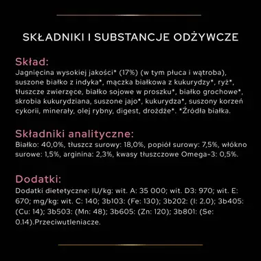 PRO PLAN® Adult DELICATE DIGESTION, Karma sucha dla kotów dorosłych z wrażliwym układem pokarmowym, Bogata w Jagnięcinę