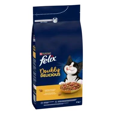 Felix® Doubly Delicious® Adult z pyszną mieszanką Kurczaka i Indyka, Bogata w Buraka