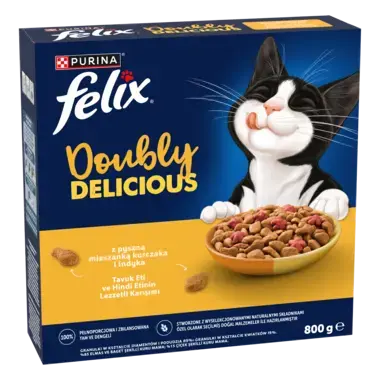Felix Doubly Delicious Adult z pyszną mieszanką kurczaka i indyka, bogata w buraka