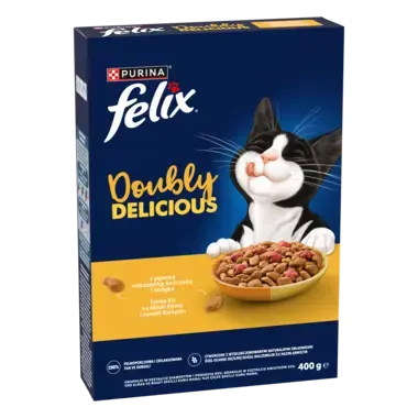 Felix® Doubly Delicious® Adult z pyszną mieszanką Kurczaka i Indyka, Bogata w Buraka