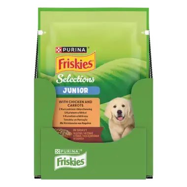Friskies® Junior w sosie z kurczakiem i marchewką