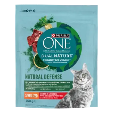 Purina® ONE® Dual Nature Spirulina z wołowiną dla kotów sterylizowanych