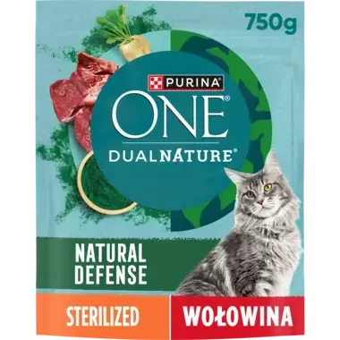 Purina® ONE® Dual Nature Spirulina z wołowiną dla kotów sterylizowanych