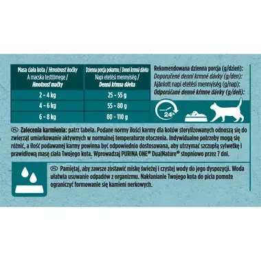 Purina® ONE® Dual Nature Spirulina z wołowiną dla kotów sterylizowanych