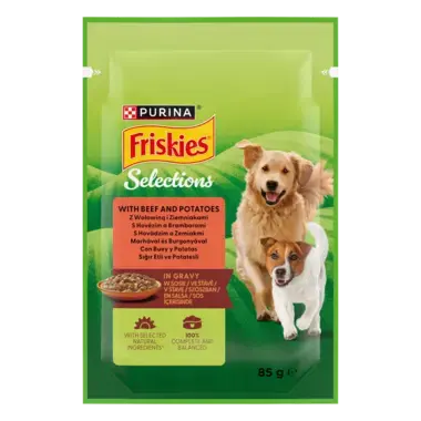 Friskies® Karma dla psów w sosie z wołowiną i ziemniakami