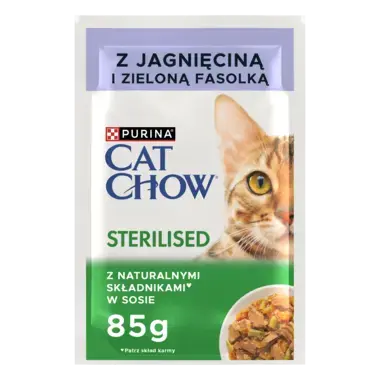 PURINA® CAT CHOW® Sterilised z Jagnięciną i zieloną fasolką w sosie dla wysterylizowanych kotów