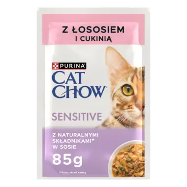 Cat Chow Adult Sensitive Łosoś z cukinią w sosie mokra karma dla kotów