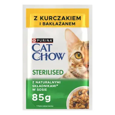PURINA® CAT CHOW® Sterilised z Kurczakiem i bakłażanem w sosie dla wysterylizowanych kotów