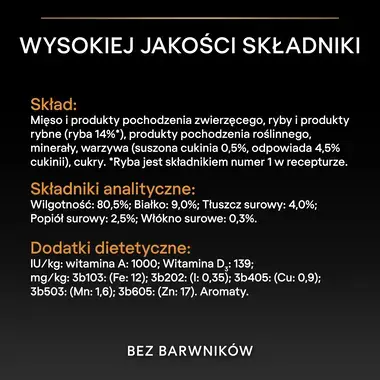 Karma mokra PRO PLAN® dla psów dorosłych wszystkich wielkości, receptura bezzbożowa, Bogata w Rybę w Sosie