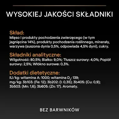 Karma mokra PRO PLAN® dla psów dorosłych wszystkich wielkości, receptura bezzbożowa, Bogata w Jagnięcinę w Sosie